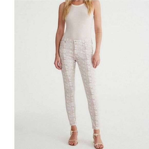 AG Adriano Goldschmied Blush Pink Snakeskin Jeans Size 29R - Picture 1 of 12